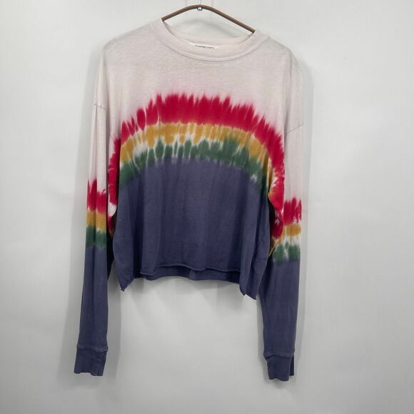 Daydreamer X Free People Multicolor Rainbow tee Tie Dye Long Sleeve T-shirt XS - Picture 1 of 8